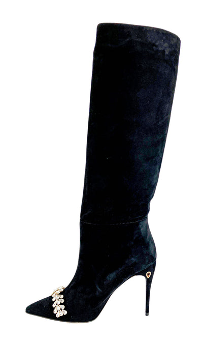 Jennifer Chamandi CeCe Suede Tall Boots In Black - Discounts on Jennifer Chamandi at UAL
