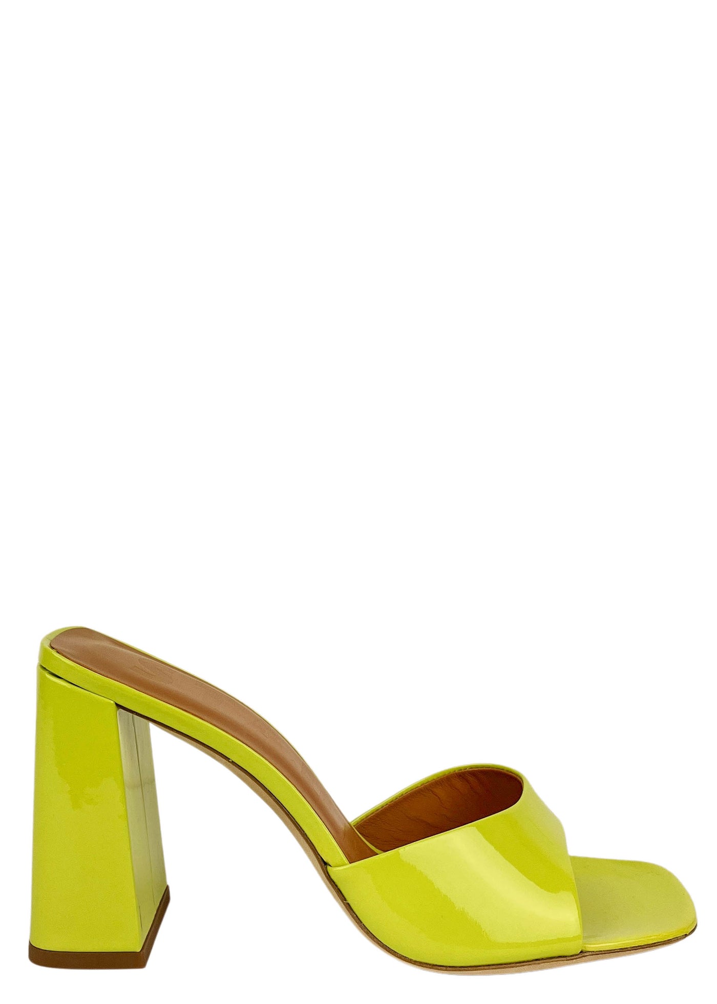 Staud Sloane Heels in Citron Patent Leather - Discounts on Paul Andrew at UAL