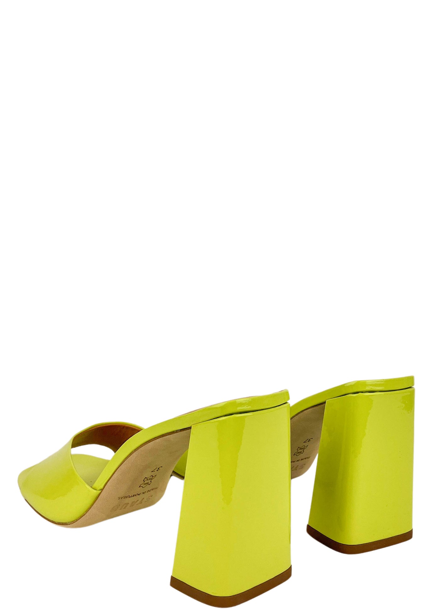 Staud Sloane Heels in Citron Patent Leather - Discounts on Paul Andrew at UAL