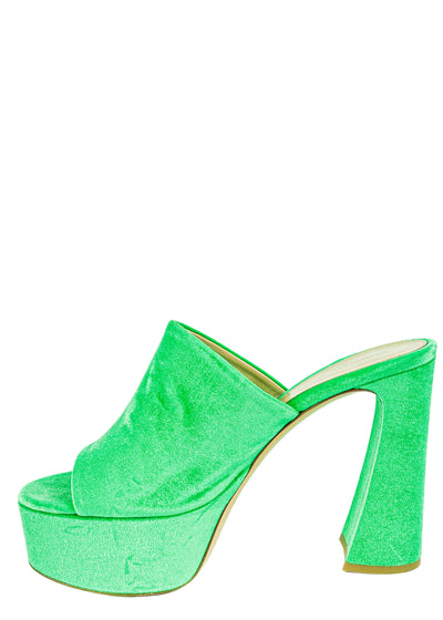Gianvito Rossi Holly Mules in Chenille Green - Discounts on Gianvito Rossi at UAL