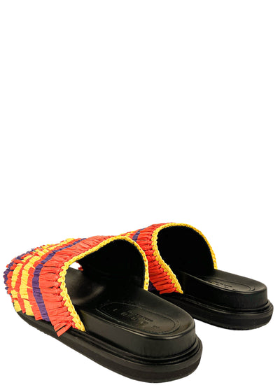 Marni Fussbett Sandals in Carrot, Yellow and Violet - Discounts on Marni at UAL