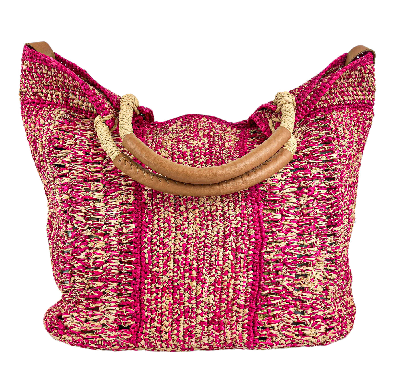 A Point Etc Raffia Tampico Bag in Natural/Fuschia/Caramel - Discounts on A Point Etc at UAL