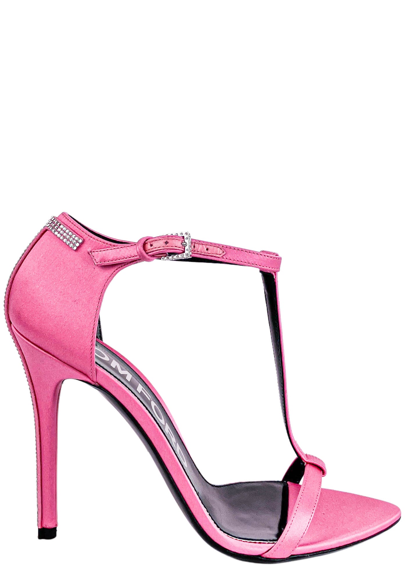 Tom Ford Iconic T Crystal Satin Sandals in Pink - Discounts on Tom Ford at UAL