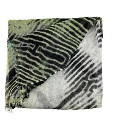 Bajra Rectangle Tie-Dye Print Scarf in Green/Gray - Discounts on Bajra at UAL