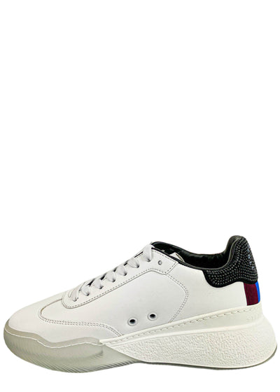 Stella McCartney Alter Sporty Crystal Logo Sneakers in White Black - Discounts on Stella McCartney at UAL