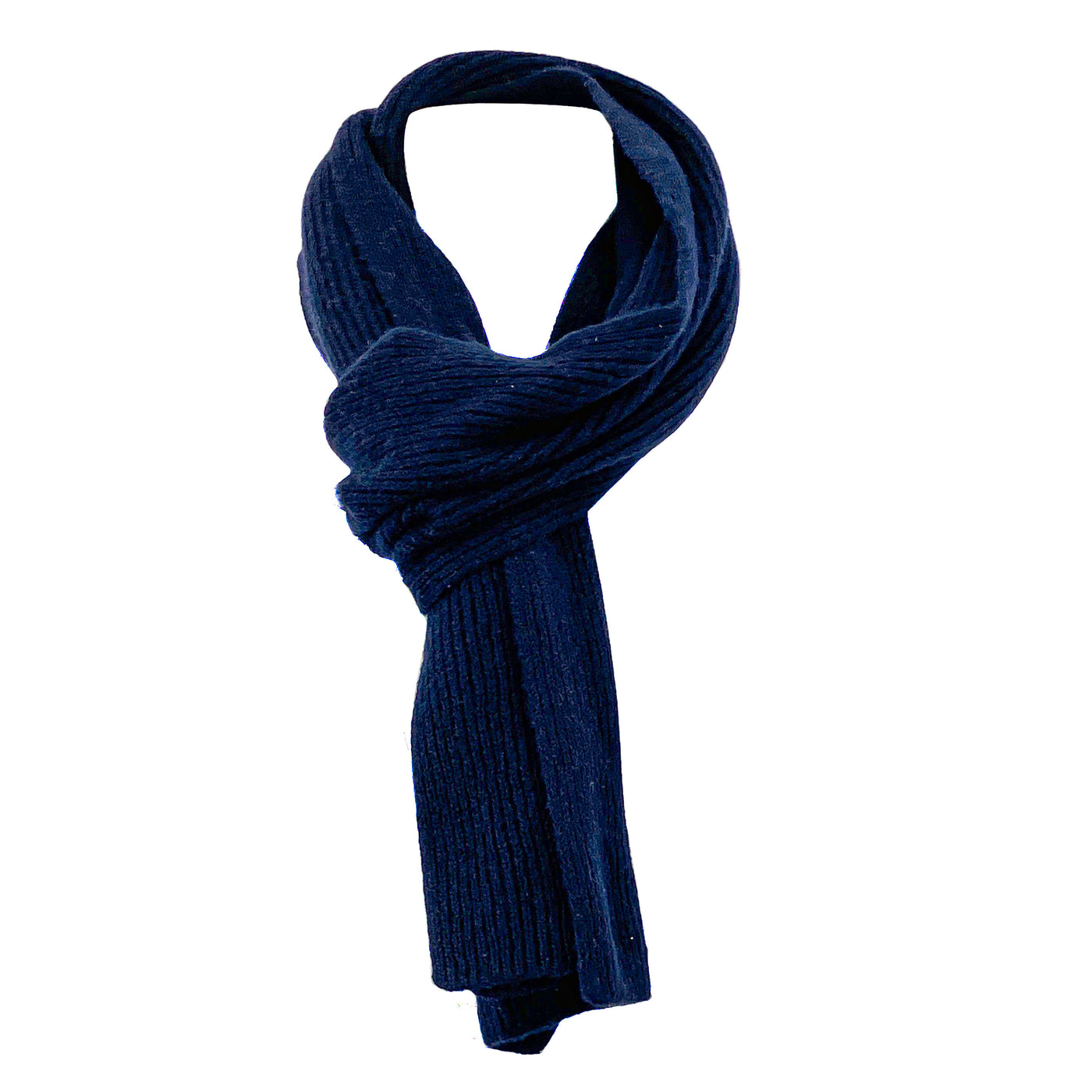 Eleventy Ribbed Knit Cashmere Scarf in Navy - Discounts on Eleventy at UAL