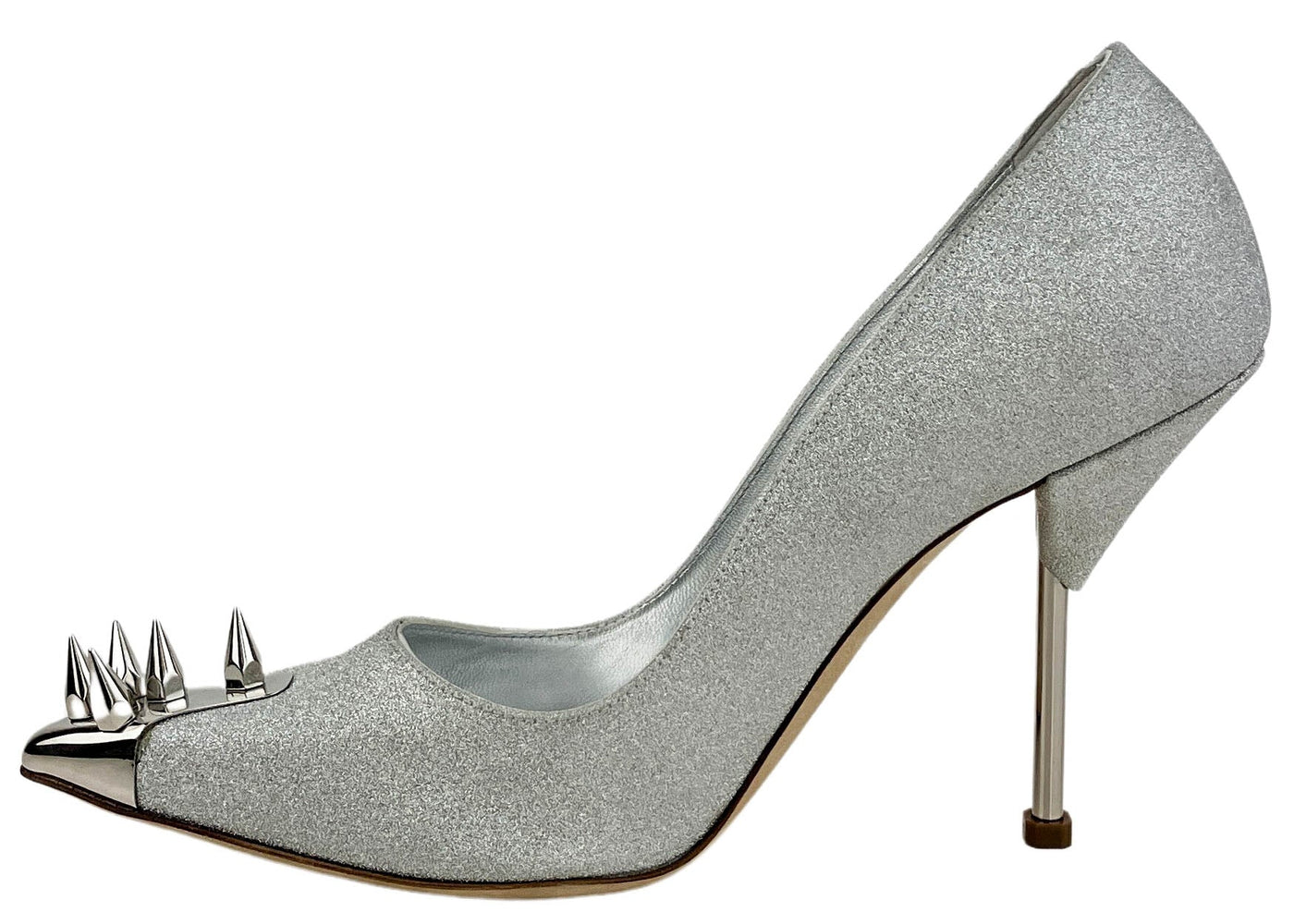 Alexander McQueen Punk Stud Pumps in White Silver - Discounts on Alexander McQueen at UAL