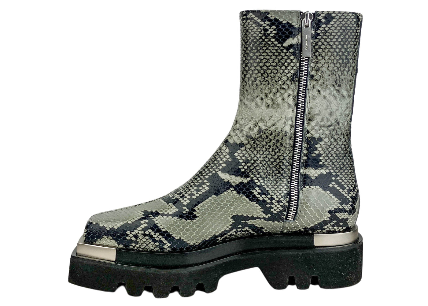 Peter Do Combat Boots in Cool Grey Python - Discounts on Peter Do at UAL