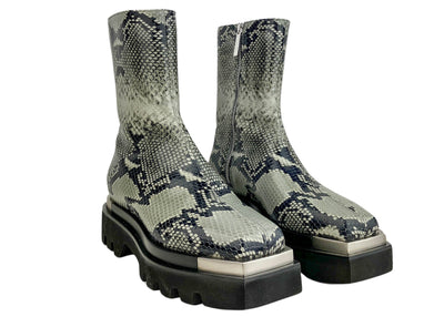 Peter Do Combat Boots in Cool Grey Python - Discounts on Peter Do at UAL