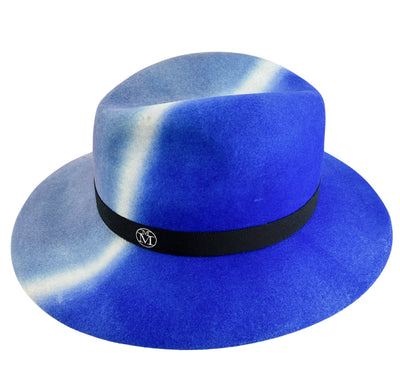 Maison Michel Henrietta Wool Felt Hat in Tie Dye Blue - Discounts on Maison Michel at UAL