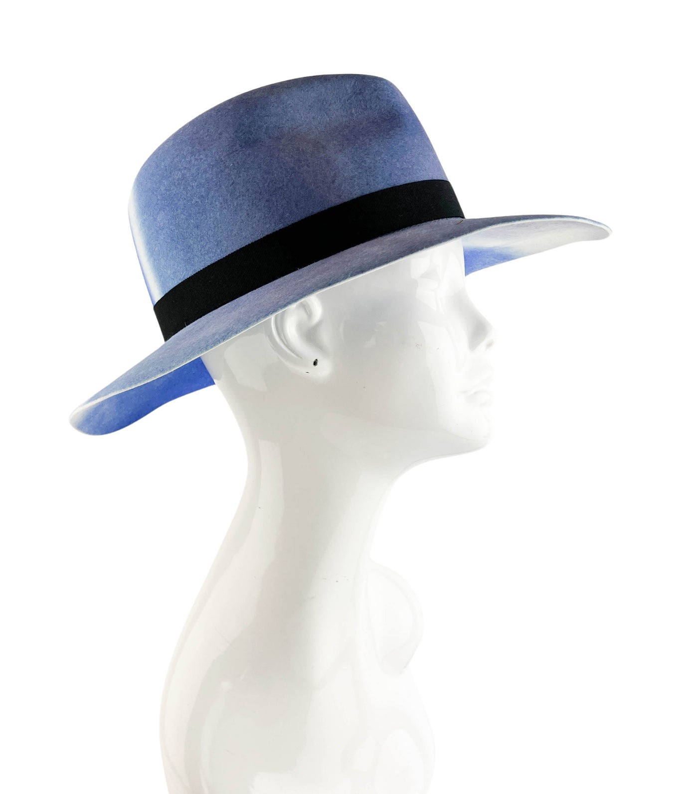 Maison Michel Henrietta Wool Felt Hat in Tie Dye Blue - Discounts on Maison Michel at UAL