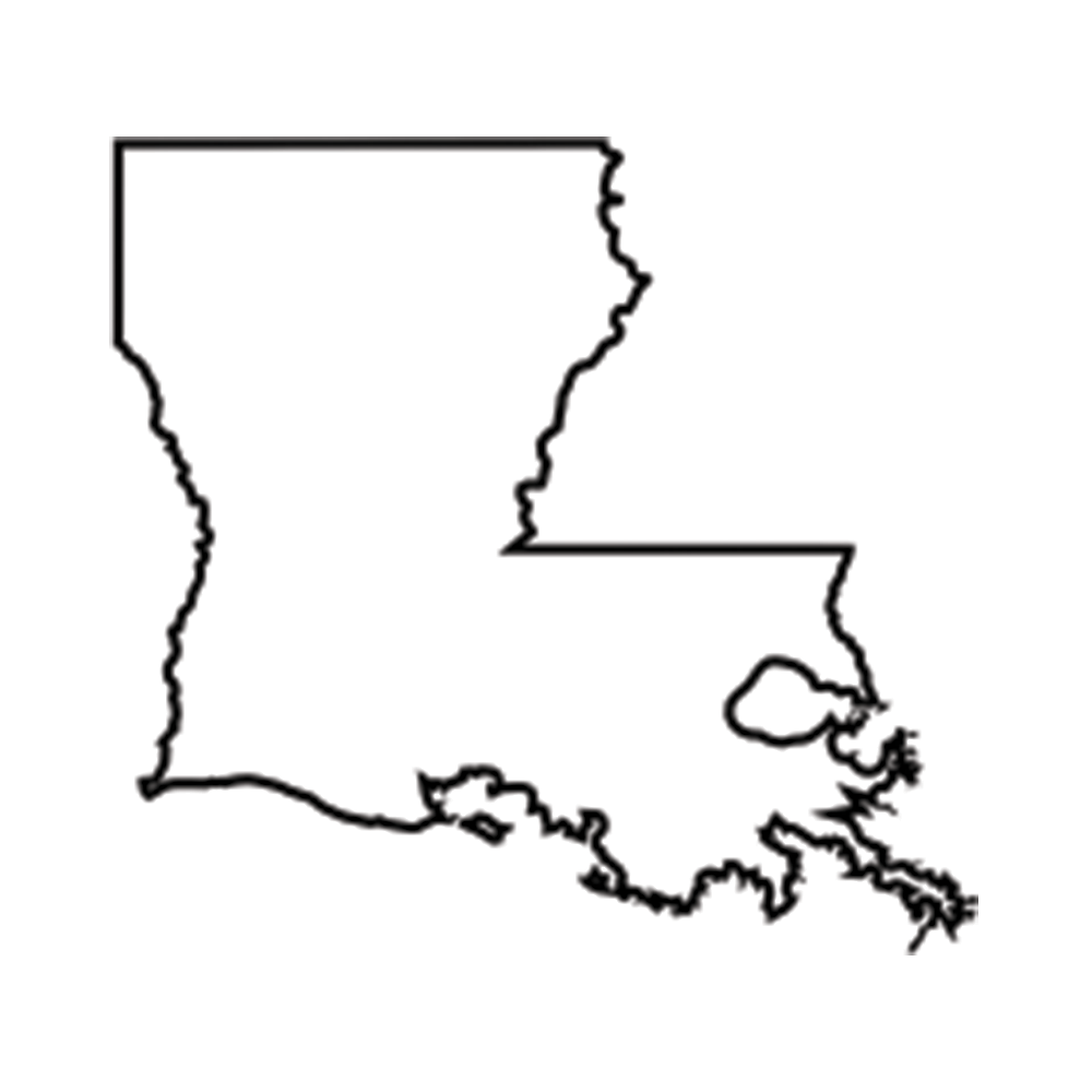 Black outline of the US state of Louisiana