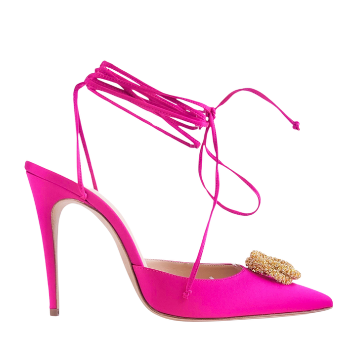 Magda Butrym Crystal And Satin Pumps In Pink - Discounts on Magda Butrym at UAL