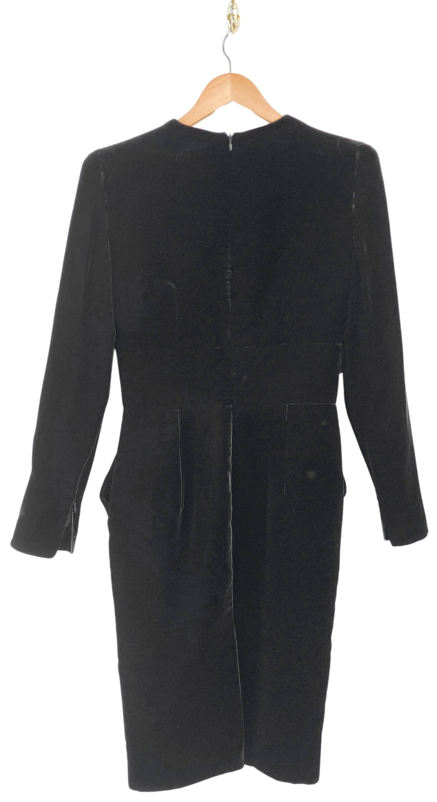 Alexandre Vauthier Long Sleeve Velvet Midi Dress in Black - Discounts on Alexandre Vauthier at UAL
