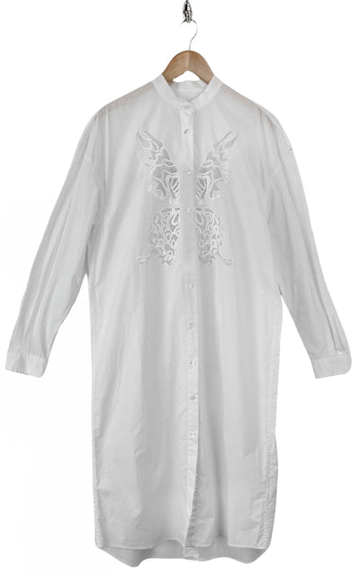 Stella Jean Midi Shirtdress in Off White - Discounts on Stella Jean at UAL