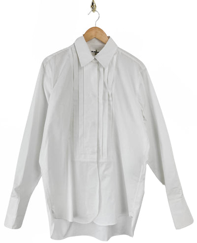 Jil Sander Pleated Bib Shirt in Optic White - Discounts on Jil Sander at UAL