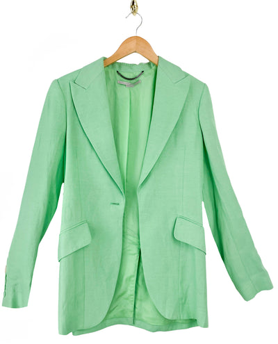 Stella McCartney Linen Blend Blazer in Light Green - Discounts on Stella McCartney at UAL