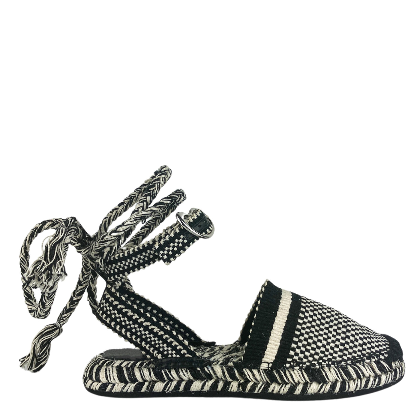 Amambaih Amparo Sandals in Cream and Black - Discounts on Amambaih at UAL