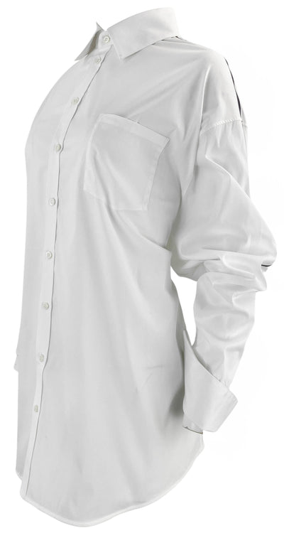 Peter Do Contrast Stripe Cotton Button-Up Shirt in White - Discounts on Peter Do at UAL