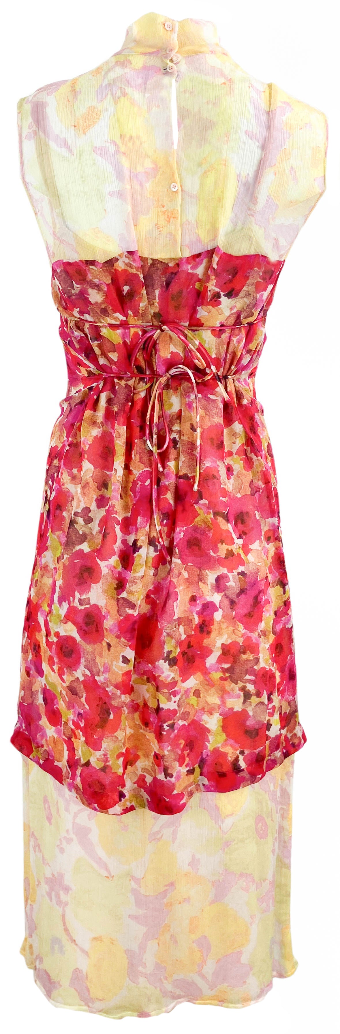Dries Van Noten Layered Floral-Print Silk-Georgette Midi Dress in Bright Pink - Discounts on Dries Van Noten at UAL