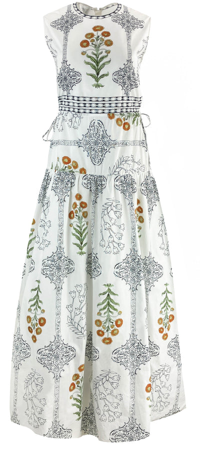 Giambattista Valli Floral Baroque Cut-Out Midi Dress in White - Discounts on Giambattista Valli at UAL