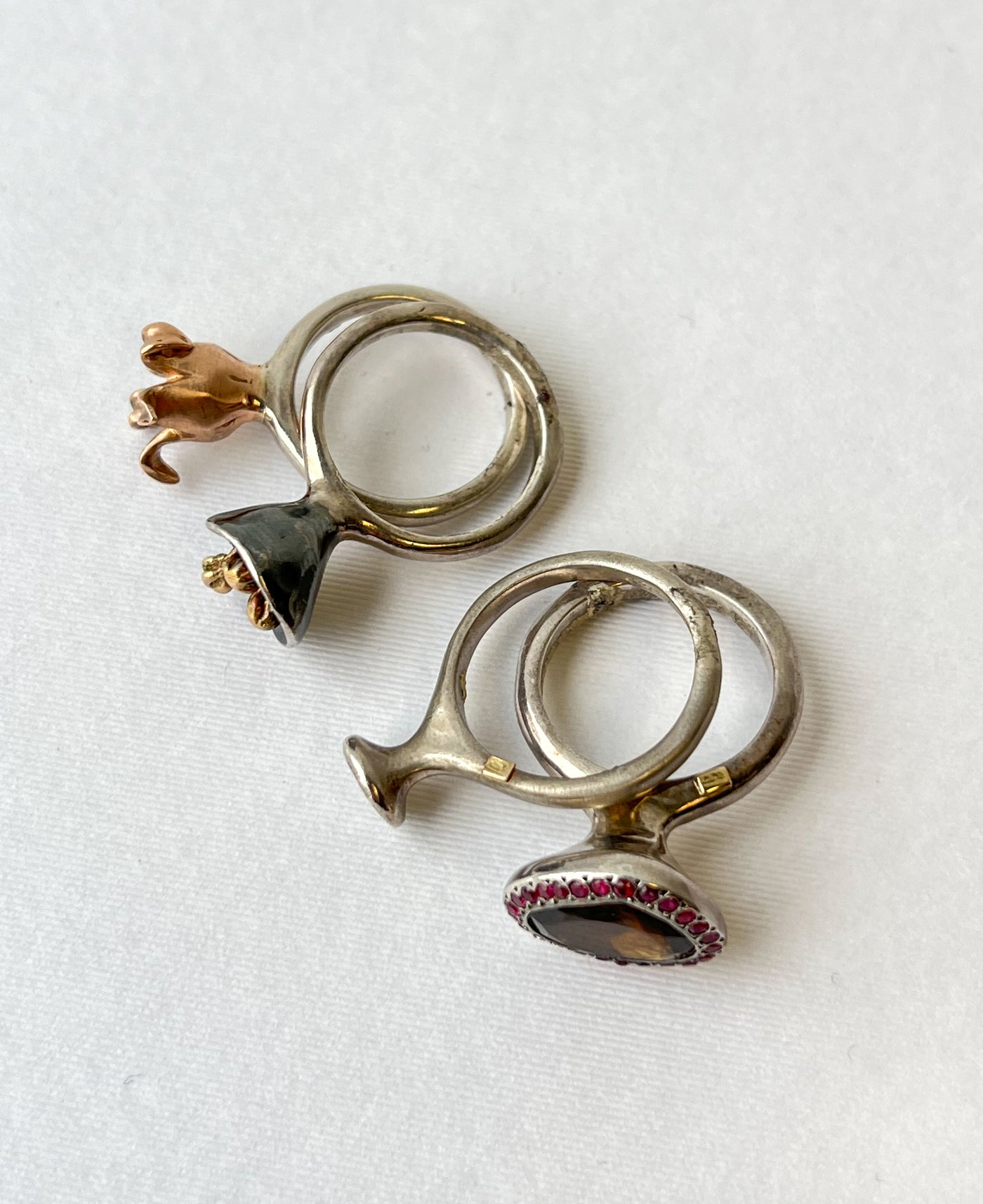 Rosa Maria Silver Ring with Small Dark Silver Pendant - Discounts on Rosa Maria at UAL