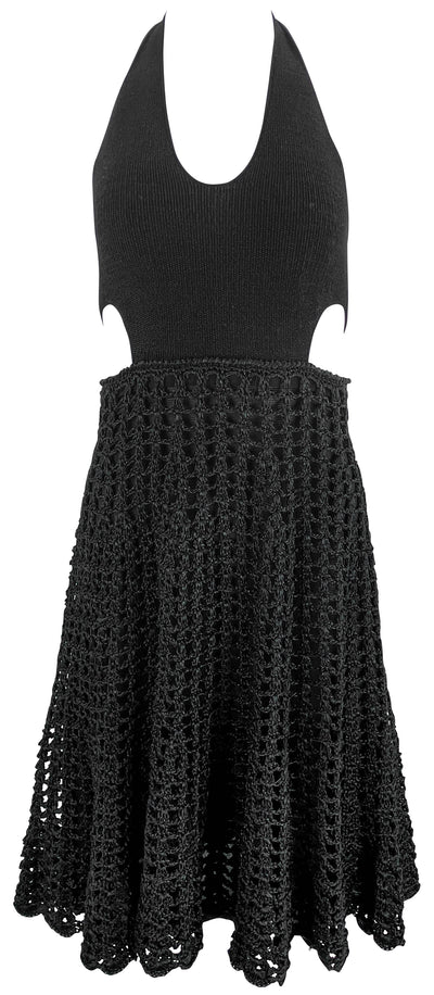 Proenza Schouler Knit Halter Dress with Crochet Skirt in Black - Discounts on Proenza Schouler at UAL