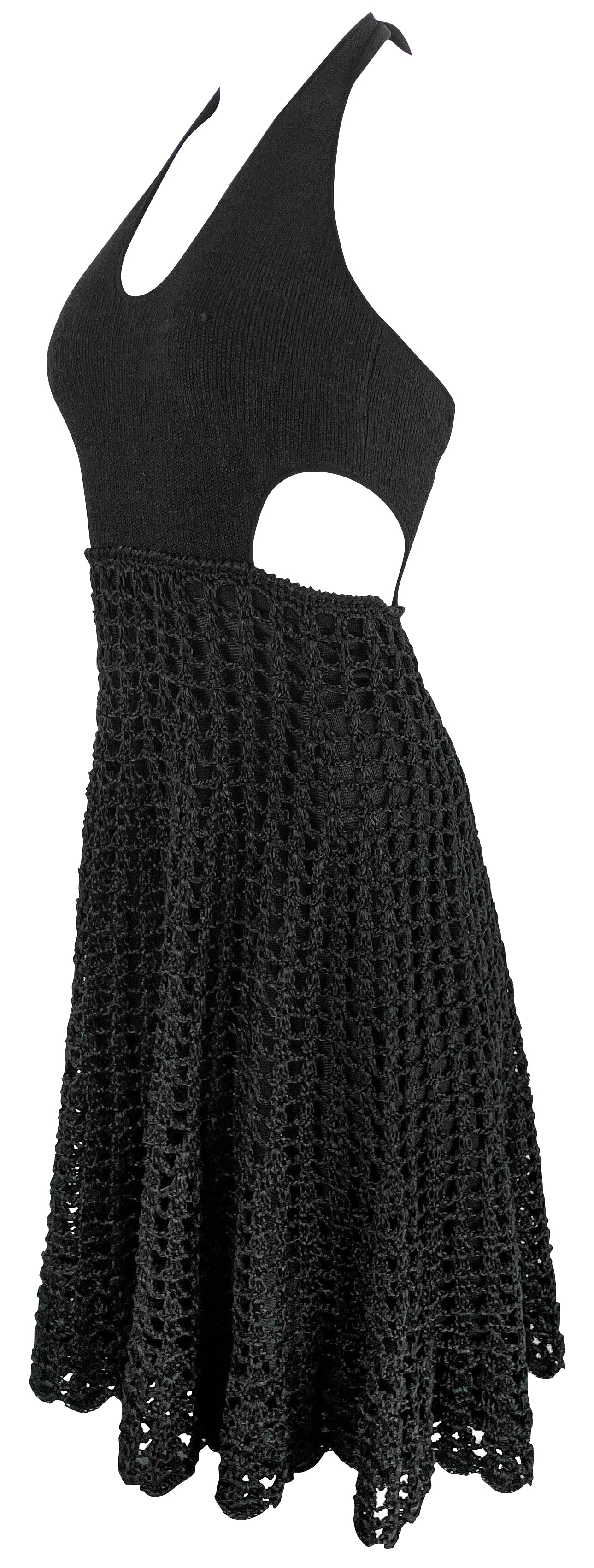 Proenza Schouler Knit Halter Dress with Crochet Skirt in Black - Discounts on Proenza Schouler at UAL