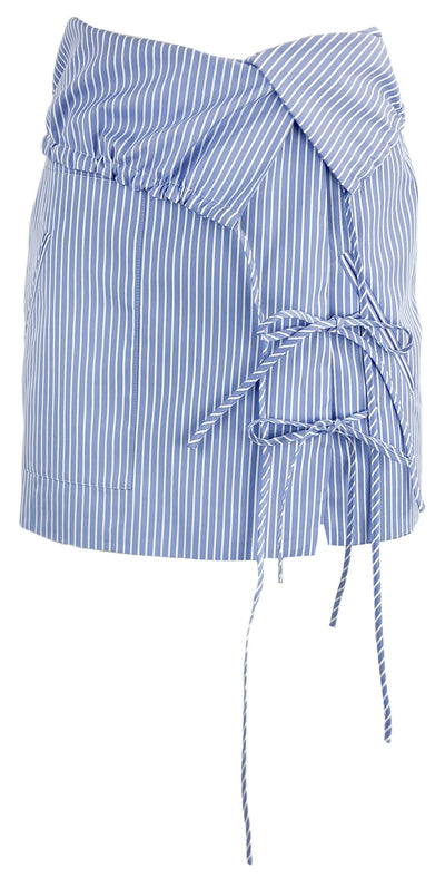 Altuzarra Hilaree Striped Drawstring Mini Skirt in Blue/White - Discounts on Altuzarra at UAL