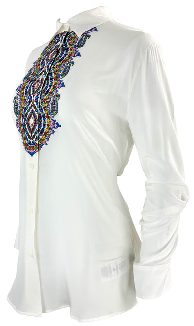 Etro Button Down with Embroidery in Cream - Discounts on Etro at UAL
