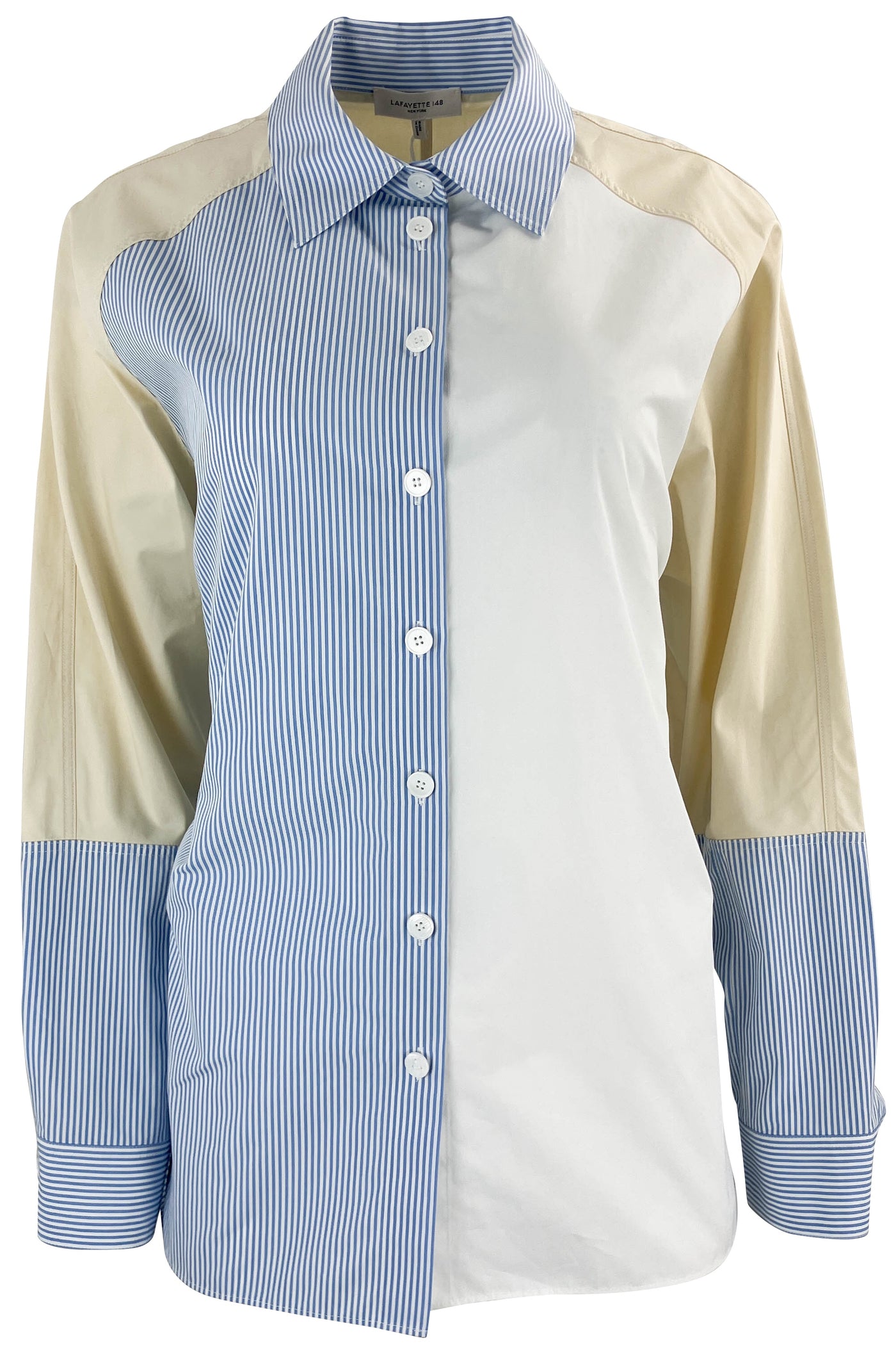 Layette 148 Colorblock Button Down in Cool Blue - Discounts on Lafayette 148 at UAL