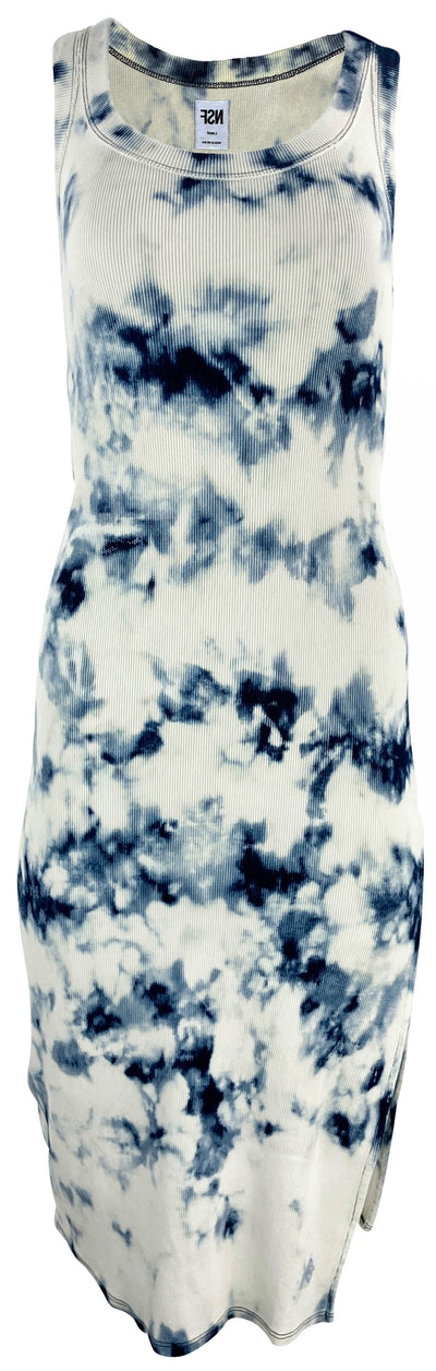 NSF Tie-Dye Midi Dress in Blue/Off White - Discounts on NSF at UAL