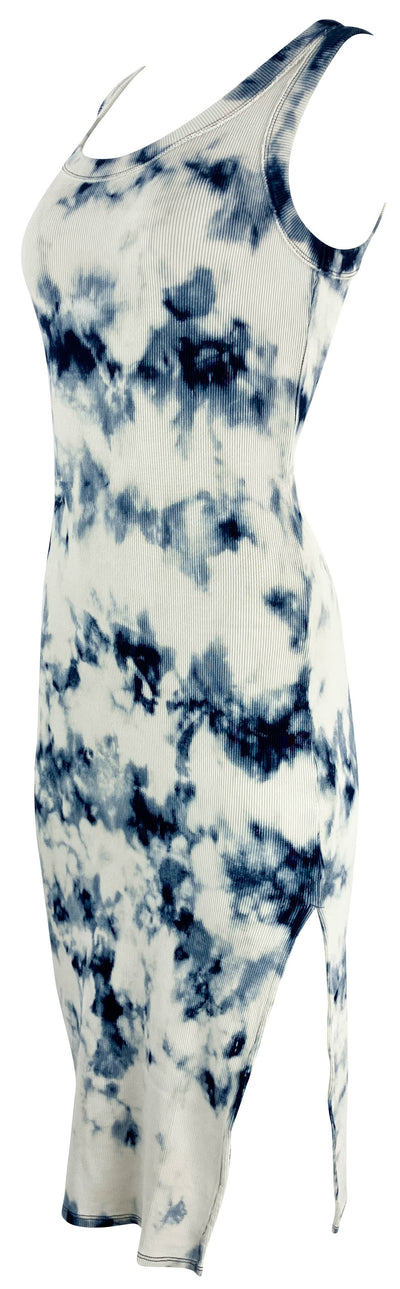 NSF Tie-Dye Midi Dress in Blue/Off White - Discounts on NSF at UAL