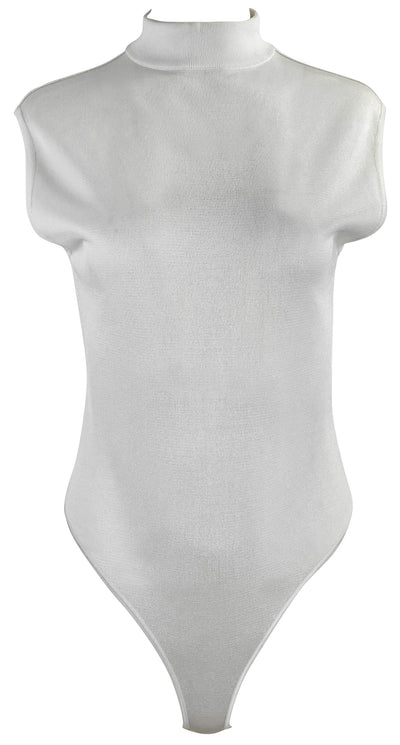 Alaïa High Neck Sleeveless Bodysuit in White - Discounts on Alaïa at UAL