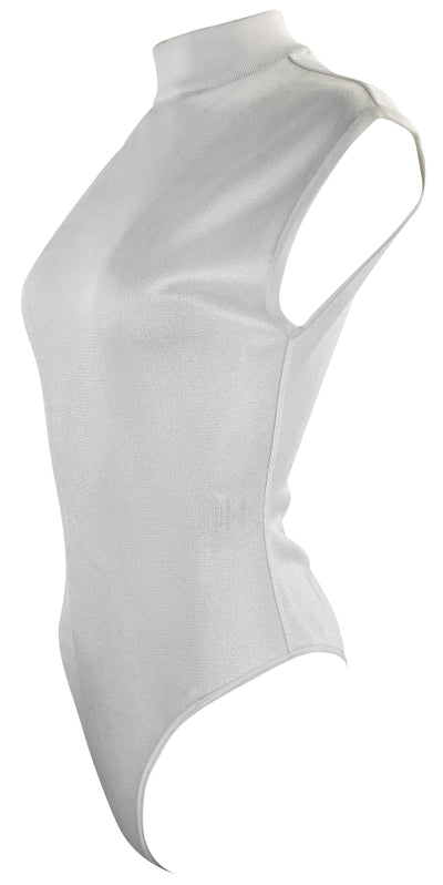 Alaïa High Neck Sleeveless Bodysuit in White - Discounts on Alaïa at UAL