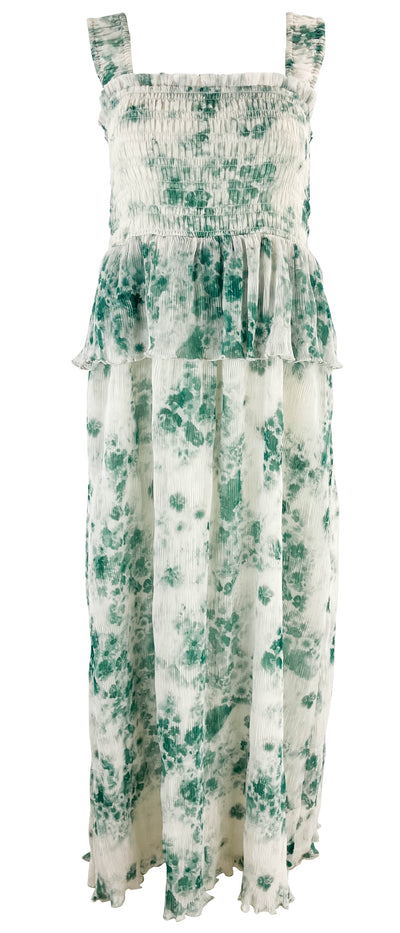 GANNI Pleated Georgette Midi Dress in Green - Discounts on GANNI at UAL