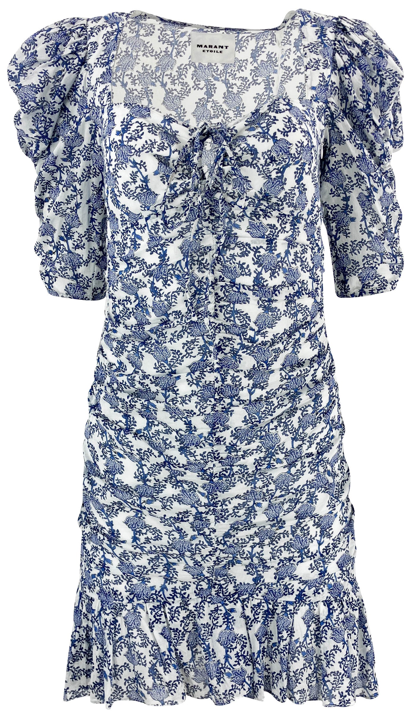 Isabel Marant Étoile Galdino Printed Cotton Dress in Royal Blue - Discounts on Isabel Marant at UAL