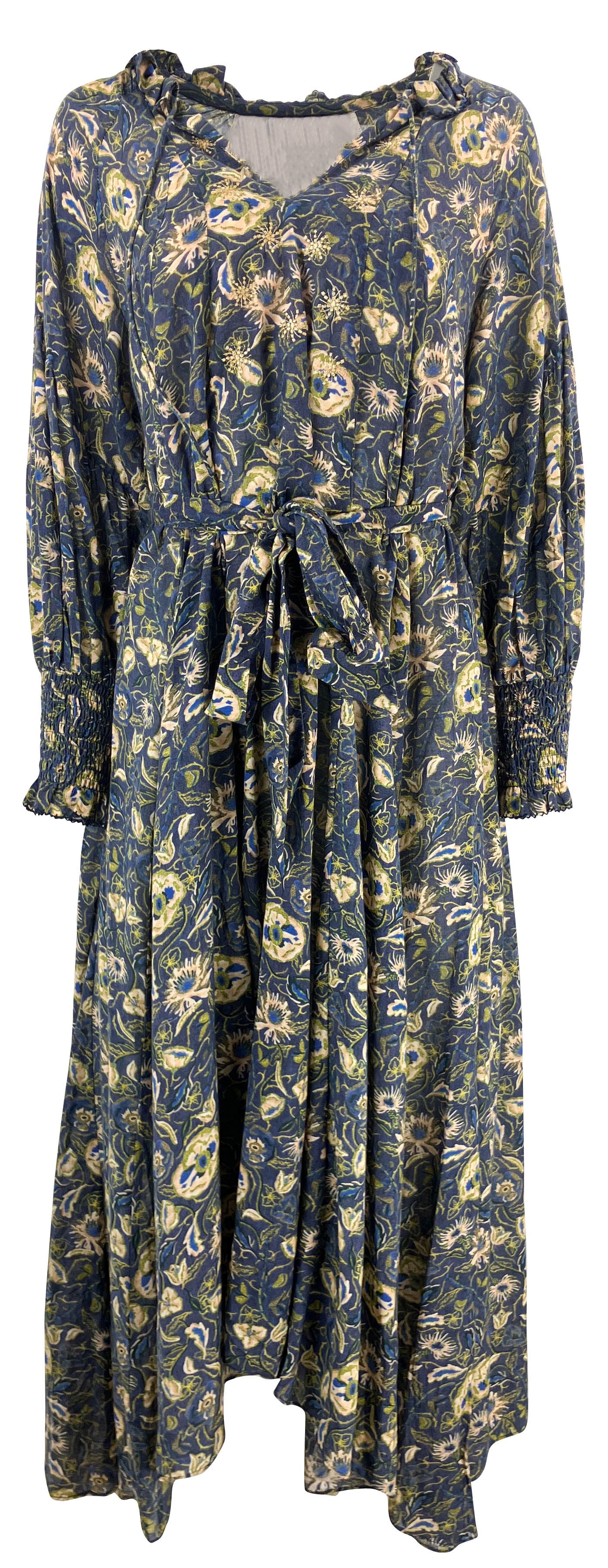 Chufy Belted Midi Dress in Navy Floral - Discounts on Chufy at UAL