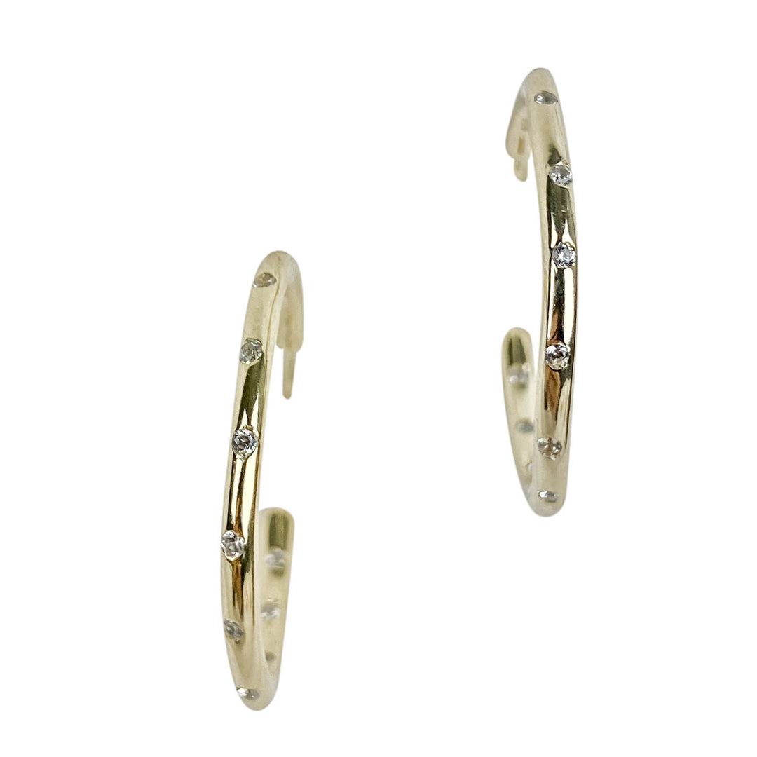 Ela Rae Sprinkle Hoop Earrings in Glossy Gold - Discounts on Ela Rae at UAL