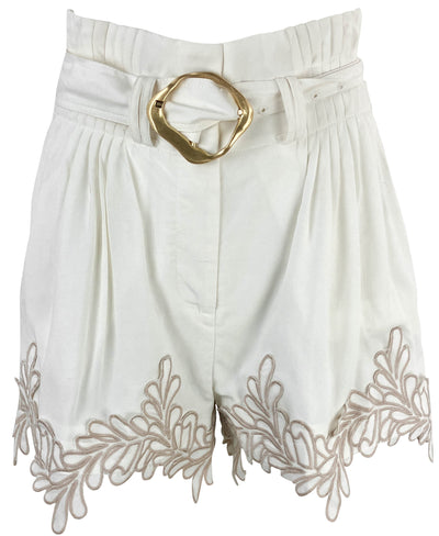 Aje. Botanical Embroidered Shorts in Natural - Discounts on Aje. at UAL