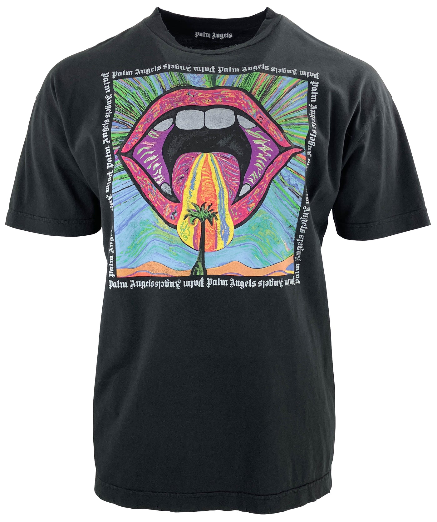 Palm Angels Crazy Mouth T-Shirt in Black - Discounts on Palm Angels at UAL