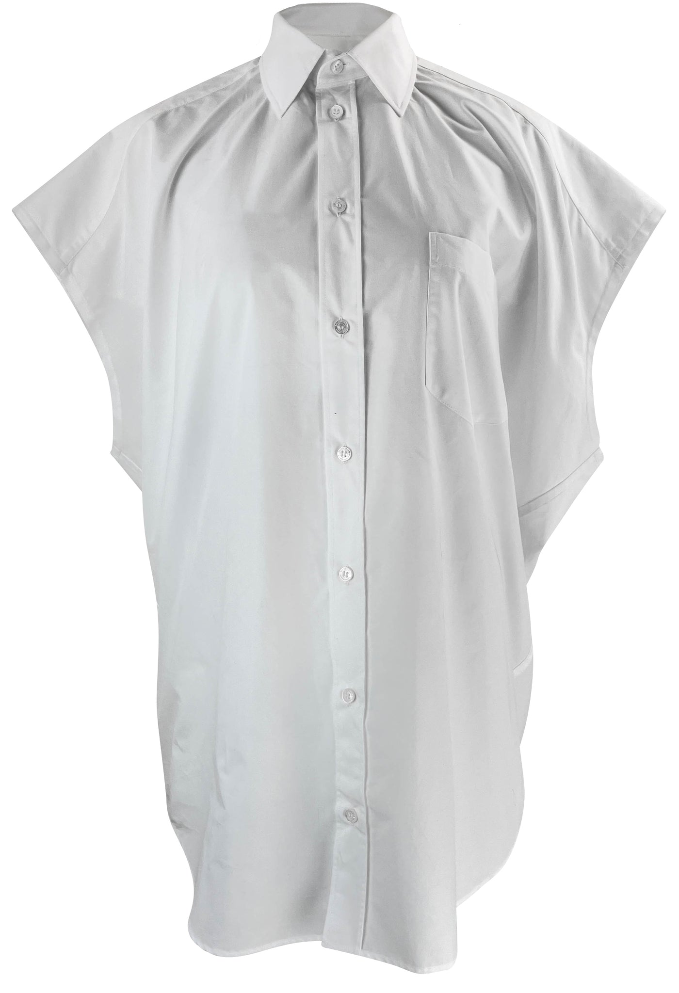 Balenciaga Button-Up Sleeveless Oversized Shirt in White - Discounts on Balenciaga at UAL
