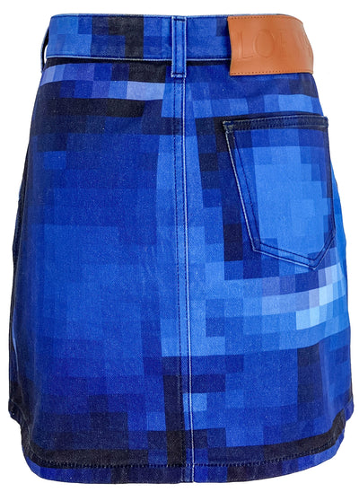Loewe Pixelated Mini Skirt in Denim - Discounts on Loewe at UAL