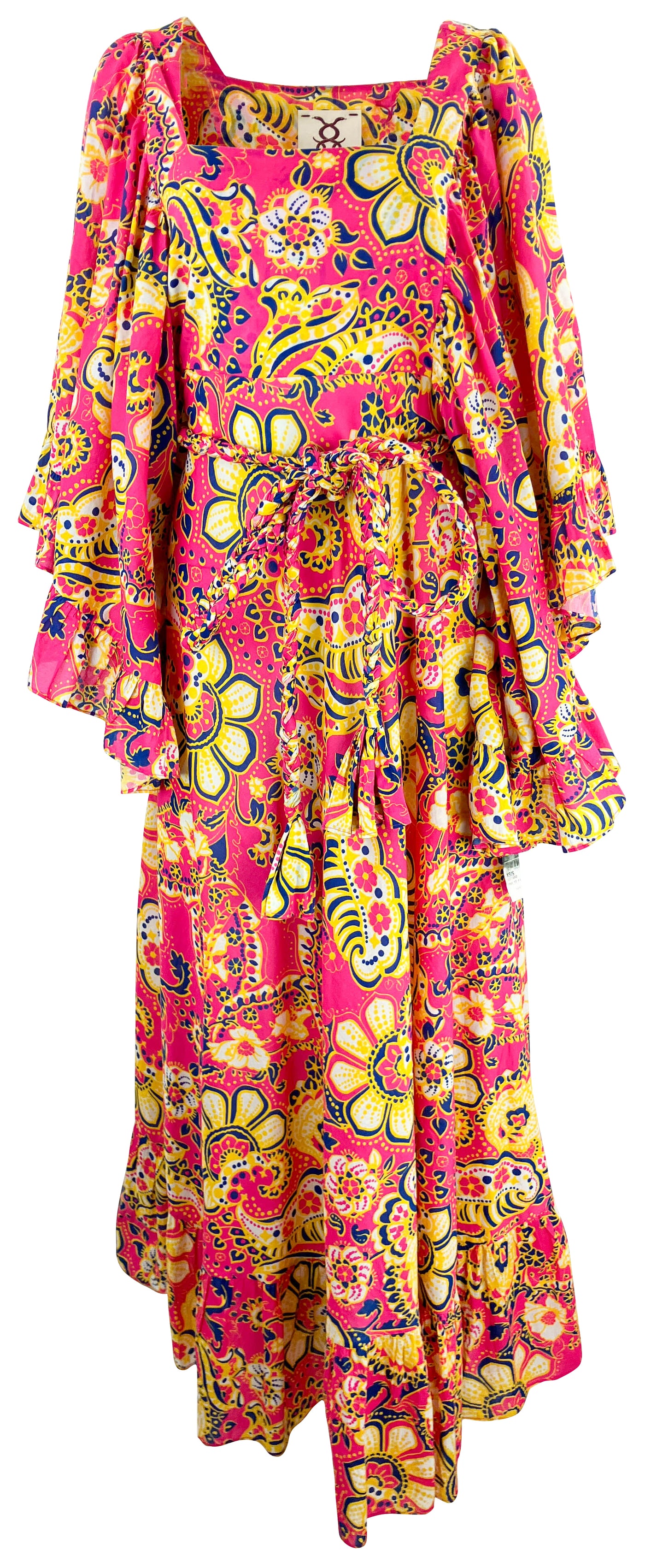 Figue Elissa Dress in Pink/Yellow Paisley Print - Discounts on Figue at UAL