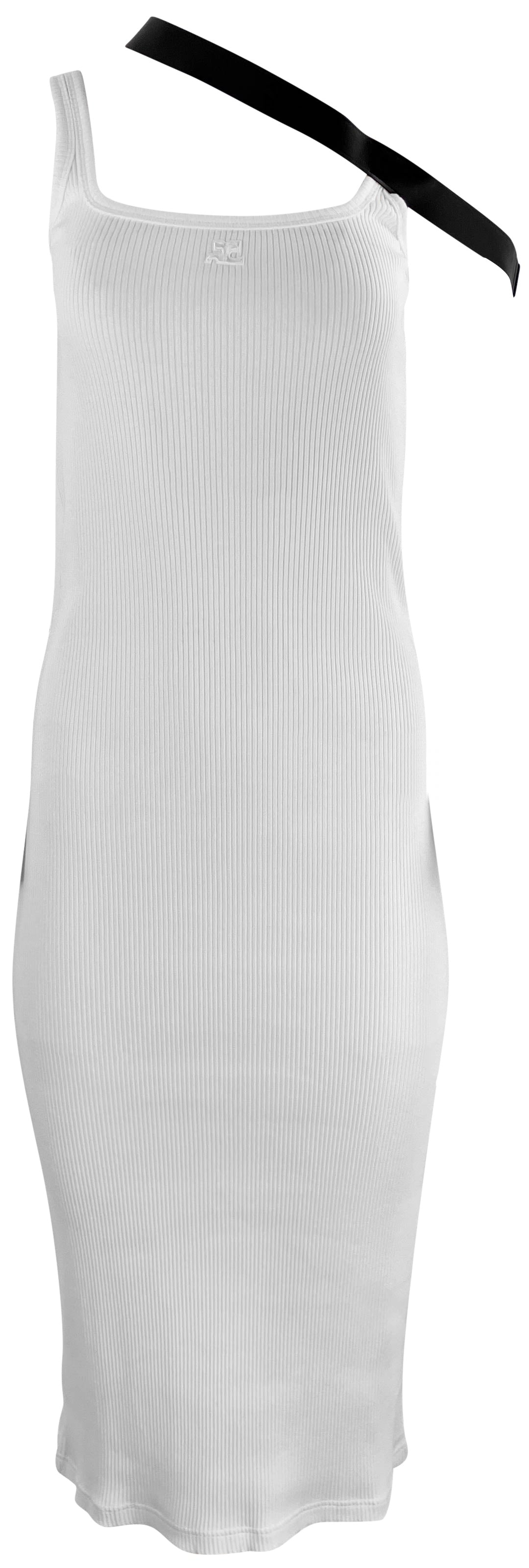 Courrēges Bias Strap 90s Rib-Knit Dress in Cream - Discounts on Courrēges at UAL