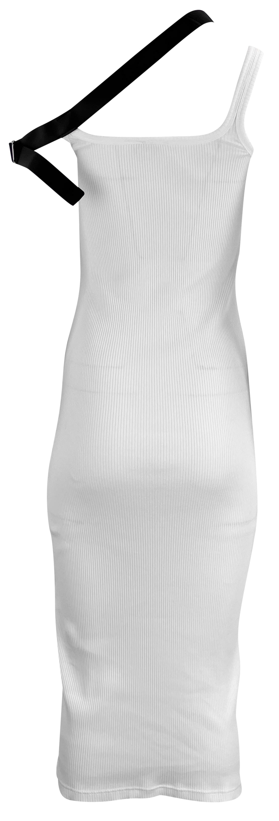 Courrēges Bias Strap 90s Rib-Knit Dress in Cream - Discounts on Courrēges at UAL