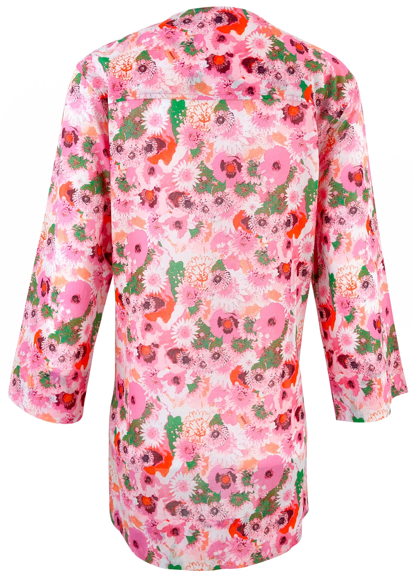 Ganni Open Front Blouse in Pink Floral - Discounts on Ganni at UAL