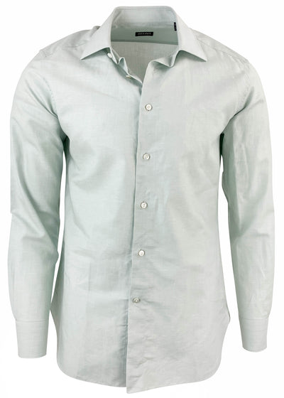 Zegna Crossover Blend Tailored Button Down in Mint - Discounts on Ermenegildo Zegna at UAL