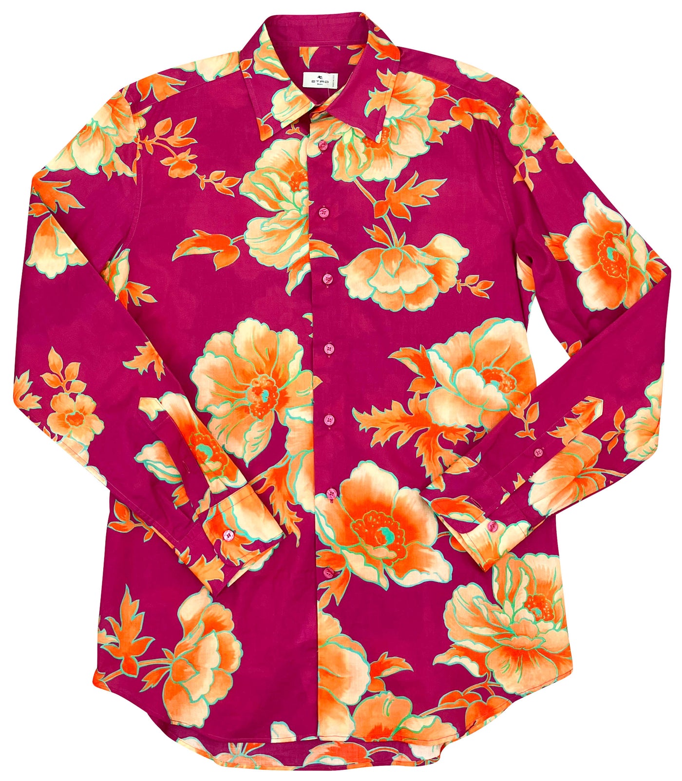 Etro Floral Button Down Shirt in Magenta/Orange - Discounts on Etro at UAL