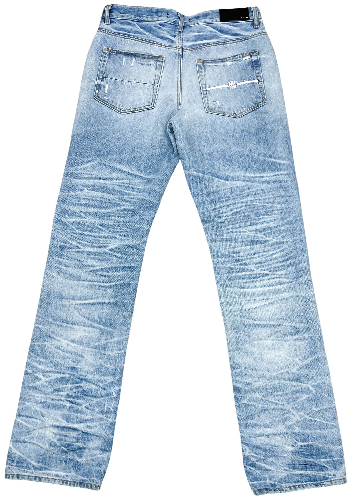 Amiri Straight Leg Aloha Patch Jeans in Faded Indigo - Discounts on Amiri at UAL